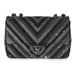 Chanel Black Strass CC Chevron Mini Flap Bag